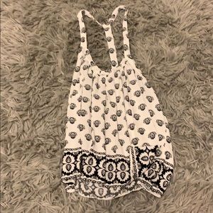 Flowered white crop top tank top